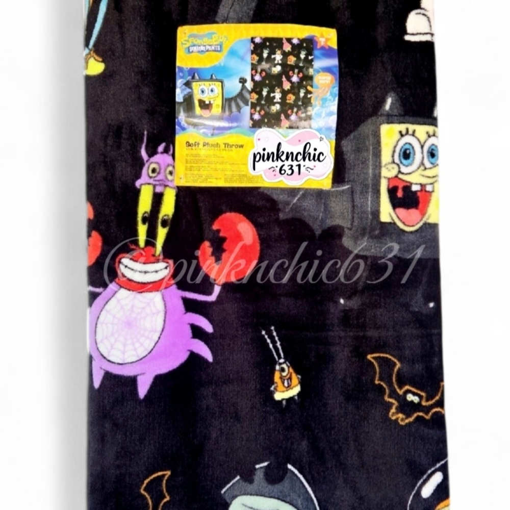 Viral Nickelodeon Spongebob SquarePants Plush Black Bat Halloween Blanket